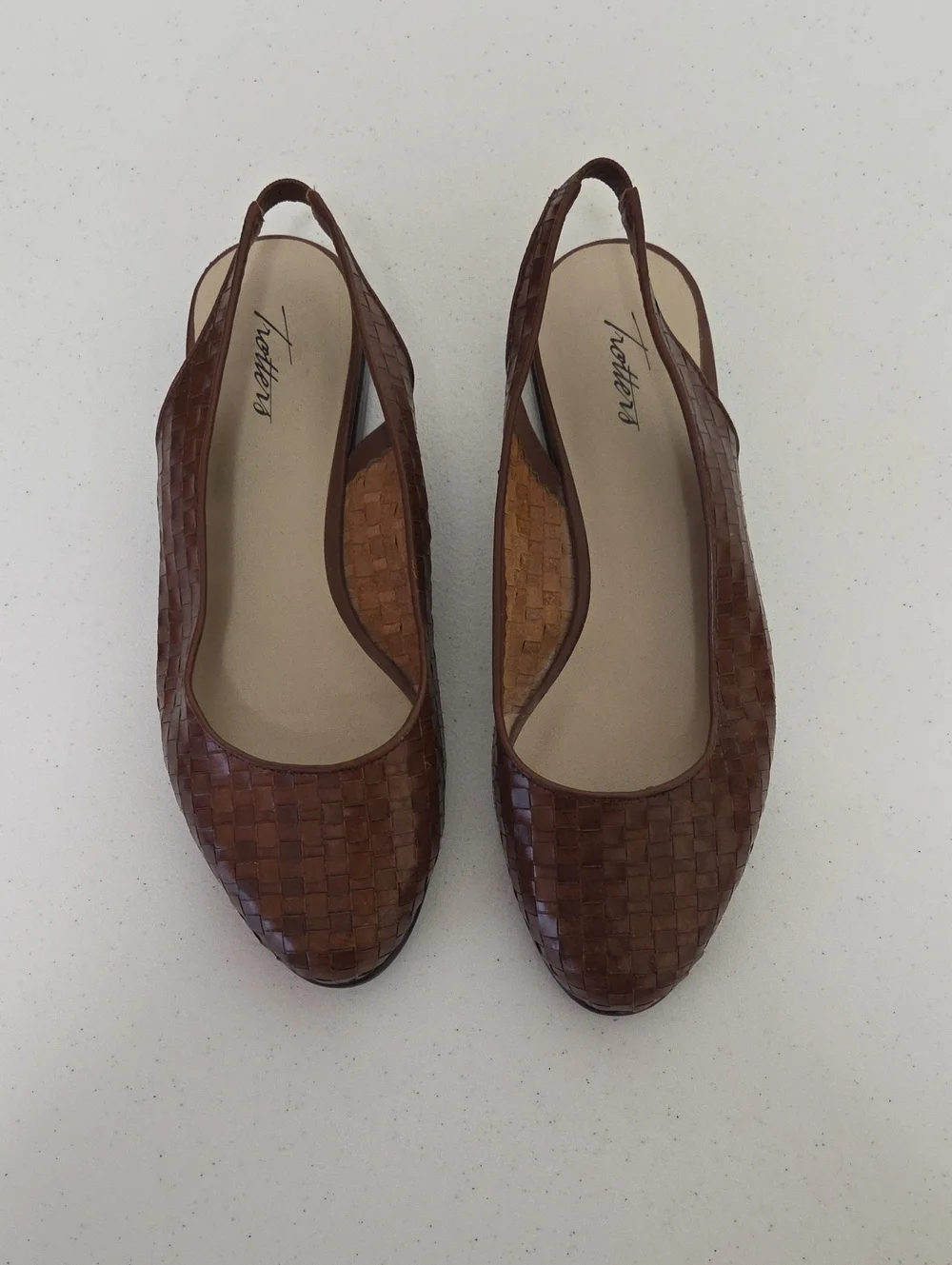Trotters Women's Woven Slingback Flats in Brown